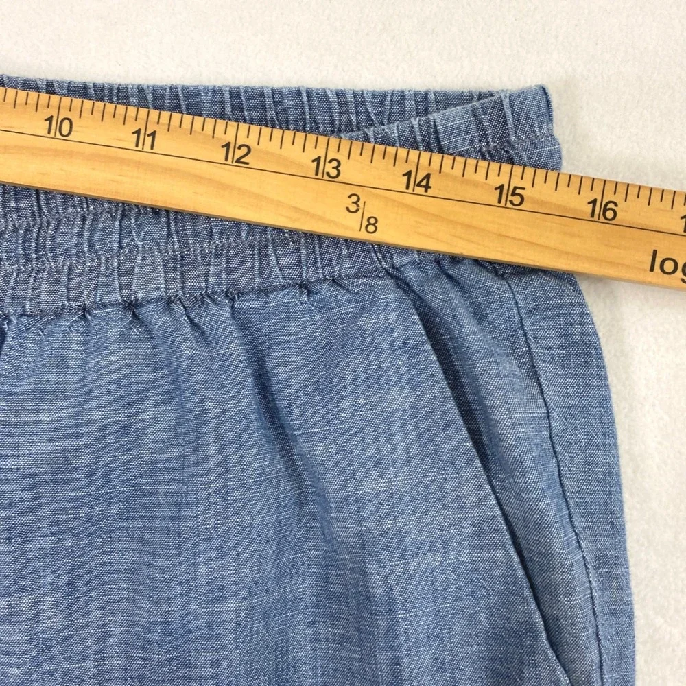 J.Crew Pants Women 10‎ Blue Chambray Drawstring Cuffed Tapered Coastal Nautical